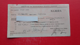 Insurance Company.Drustvo Za Osiguranje Zivota Feniks.Ljubljana.Namira - Schecks  Und Reiseschecks