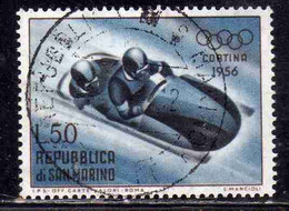 REPUBBLICA DI SAN MARINO 1955 GIOCHI OLIMPICI INVERNALI WINTER OLYMPIC GAMES CORTINA LIRE 50 USATO USED OBLITERE' - Used Stamps