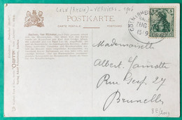 Allemagne, Sur Carte - BAHNPOST COLN (REIN) - VERVIERS 15.9.1906 - (C637) - Covers & Documents