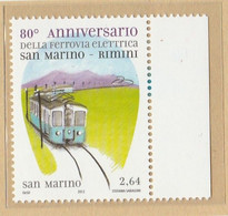 RSM F.lli Nuovi 0467 - San Marino 2012 - "80° Anniv. FERROVIA ELETTRICA San Marino-Rimini" 1v.** - Ungebraucht