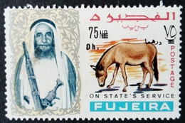 Fujeira 1967 Animal Ane Donkey Surchargé Overprinted Nouvelle Monnaie New Currency Service Official Yvert S6 ** MNH - Esel