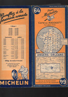 Carte Michelin   N°64 Angers-Orléans (1947 )  (PPP4959) - Cartes Routières