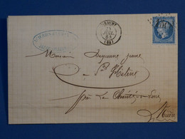 BM3 FRANCE BELLE  LETTRE 1864 NEVERS A CLERMONT   + N°22   +AFFRANC. INTERESSANT - 1862 Napoleone III