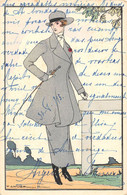 CPA ILLUSTRATEUR SIGNE LHUER.V  FEMME ELEGANTE - Altri & Non Classificati