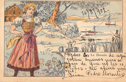 CPA ILLUSTRATEUR SIGNE LESSIEUX L. LE DANUBE  ART NOUVEAU - Lessieux