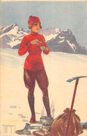 CPA ILLUSTRATEUR SIGNE MALUGANI G. ESCALADE FEMME SPORTS HIVER - Autres & Non Classés