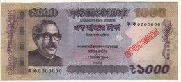 BANGLADESH  1'000 Taka   P59ds SPECIMEN.  Dated 2014  ( Sheikh Mujibur Rahman +National Assembly, Dacca At Back ) UNC - Bangladesh