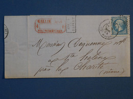 BM3 FRANCE BELLE  LETTRE 1864 PARIS A LA CHARITé   + N°22   +AFFRANC. PLAISANT++ - 1862 Napoleon III