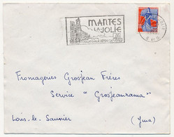 FRANCE - 0,25 Marianne Nef, OMEC De MANTES-LA-JOLIE (S Et O) 17/2/1960 - "Mantes La Jolie Collégiale XIIeme Siècle" - Oblitérations Mécaniques (flammes)