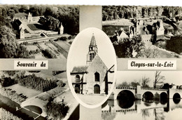 SOUVENIR DE CLOYES SUR LE LOIR EGLISE VUE AERIENNE PONT CHATEAU 1953 - Cloyes-sur-le-Loir