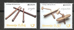 SLOVENIA 2014,EUROPA CEPT,MUSIC INSTRUMENTS,THE RATLE AND HALOZE FLUTE,,MNH - 2014