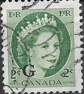 CANADA 1955 Official - Queen Elizabeth II - 2c. - Green FU - Opdrukken