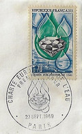 France 1969 First Day Cover FDC European Water Charter Diamond Mineral Geology - Minéraux