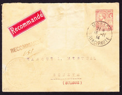 1914 GZ Brief (etwas Unfrisch) Aus Monaco, Recommande An Bank In Genève Mit PAX Vignette. - Briefe U. Dokumente