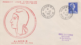 Enveloppe  FDC   1er  Jour   ALGERIE    MARIANNE  De   MULLER     ALGER   PHILATELIE   1957 - FDC