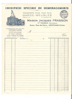 Facture Illustrée Au Camion Grue De L'Entreprise De Déménagements Jacques Frasson à Montélimar Vers 1930 - Transport