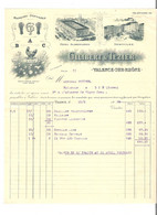 Facture Illustrée à La Poule Des Pates Alimentaires Et Semoules Gilibert & Tézier à Valence Drôme En 1929 - Lebensmittel