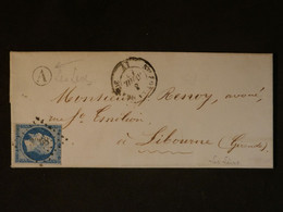 BL14  FRANCE BELLE LETTRE  1857 STE FOIX A LIBOURNE     + NAP. N°14  20C + + + AFFRANCH.  INTERESSANT++ - 1853-1860 Napoleone III