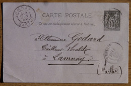 CPA - PRÉCURSEUR - ENTIER POSTAL - NOVEMBRE 1989 - Couleur Parme - Adresse NOTAIRE À VIBRAYE (SARTHE) - - Tarjetas Precursoras