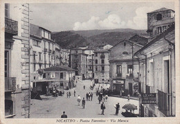 Nicastro (Lamezia Terme) - Piazza Fiorentino E Via Maruca - Animatissima, Viaggiata Anni '50 - Ed. Proto - Lamezia Terme