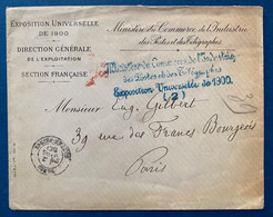 Lettre 1900 Griffe " Ministère Du Commerce Et De L'Industrie Pour L' Exposition Universelle De 1900" + Franchise Vérifié - Matasellos Provisorios