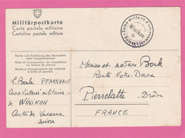 Camp Militaire D'internement De Winikon (Suisse) Sur Militärpostkarte Vers Pierrelatte (Drôme) - Annullamenti