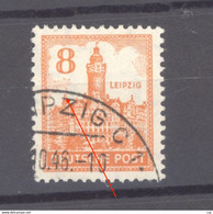 SBZ  - West Sachsen  :  MI 154Y  PF II  (o)   Variété:  Petit Drapeau Sommet De La Maison De Gauche - Used