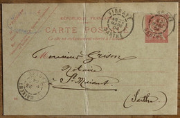 CPA - PRÉCURSEUR - ENTIER POSTAL - MARS 1904 - Adresse NOTAIRE À SAINT MAIXENT (SARTHE) - - Tarjetas Precursoras