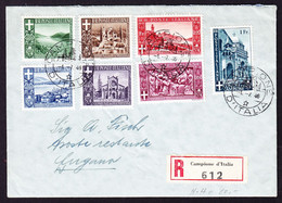 1946 R-Brief Nr. 612 Mit Serie CAMPIONE Nach Lugano. Ankunftsstempel Rückseitig. Bei Öffnung Rückseitig Kleiner Riss. - Ortsausgaben/Autonome A.