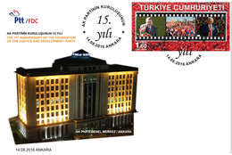 Turkey, Türkei - 2016 - 15th Anniversary Of Foundation  Akp. - FDC - Lettres & Documents