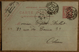 CPA - PRÉCURSEUR - ENTIER POSTAL - MARS 1904 - Adresse RUE DES CARMES ORLÉANS Envoyé De DREUX - - Cartes Précurseurs