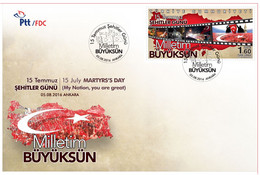 Turkey, Türkei - 2016 - 15 July Martyrs"s Day & My Nation, You Are Great - FDC - Storia Postale