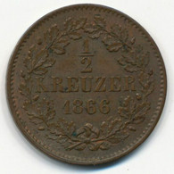 GERMANY, DEUTSCHLAND - 1/2 Kreuzer (Baden) 1866. (D247) - Altri & Non Classificati