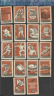 XVII OLIMPIA ROMA 1960 OLYMPISCHE OLYMPIC GAMES WRESTLING AVIRON ATHLETICS BOXE ROWING WATERPOLO Matchbox Labels HUNGARY - Zündholzschachteletiketten