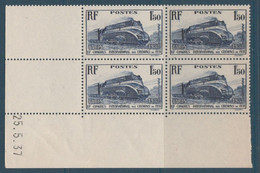 N° 340 CHEMIN DE FER COIN DATE DU 25/05/37 ** - 1930-1939