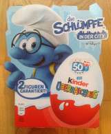 KINDER SURPRISE SMURFS BOX WITH 4 EGGS 50 YEARS OF KINDER - Other & Unclassified