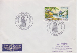 PA 9 (paysage De Moorea) Oblitération Illust. 200° Banni. Du Passage De Cook 12 Avril 1969 - Lettres & Documents
