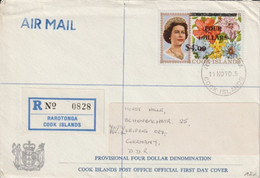 COOK - 1970 - ENVELOPPE RECOMMANDEE De RAROTONGA => LEIPZIG - FLORE - Cookeilanden