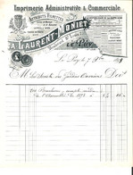 Facture Illustrée Du Républicain De La Haute Loire De L'Imprimerie Laurent-Moniet Bld St Louis Au Puy En 1898 - Imprimerie & Papeterie