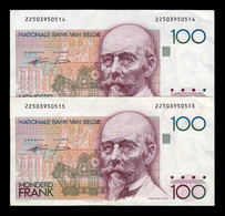 Bélgica Belgium Pareja 100 Francs ND (1982-1994) Pick 142a(5) Mbc+ Vf+ - 100 Francs