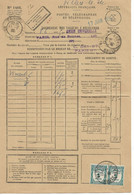 PM19 /France P.T.T. Bordereau Des Valeurs à Recouvrer TP Taxe 1 F(2) Obl Vesoul 13/6/1935 Déposé à Paris  Villers Le Sec - Briefe U. Dokumente