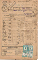 PM20/ France P.T.T. Bordereau Des Valeurs à Recouvrer TP Taxe 1 F(4) Obl Houdain 24/7/1933 Déposé à Paris - Lettres & Documents