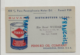 Buvard. Penn-ko. Motor Oil. Huile De Moteurs. Distributeur : Ets René Wuidar Harze - H