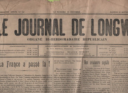 LE JOURNAL DE LONGWY 22 09 1928 - SYRIE - AVIATEURS AEROPOSTALE CAPTIFS MAROC ESPAGNOL - ECLAIREURS DE FRANCE - COSNES . - Algemene Informatie