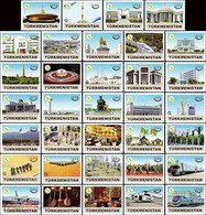 TURKMENISTAN 2021 30 YEARS OF INDEPENDENCE ARCHITECTURE TRANSPORT 34 STAMPS - Turkmenistán