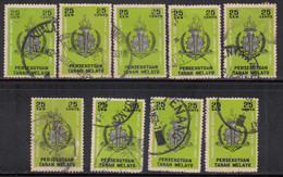25c Used,  Lof Of 9 Used Copies, (cond., Minor Faults) Malaysia Used 1961, Colombo Plan Conference, - Fédération De Malaya