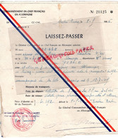 87-LIMOGES-GUERRE 1939-1945- LAISSEZ PASSER FRANCE ALLEMAGNE-BADEN BADEN-1946-MARIE PARISSE ESCADRON 4/24-CHAUMONT - Documenti Storici