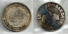 Lega NORD 199? - Lega Lombarda - Replica 5 Lire Italiane FDC - Argento / Argent / Silver ? - Lotto A - Herdenking