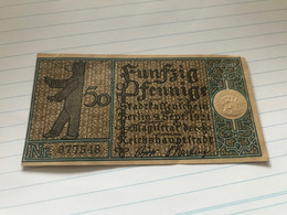 Banknote Notgeld Stadtkassenschein Berlin 7 Charlottenburg 50 Pfennig 1920 - Ohne Zuordnung