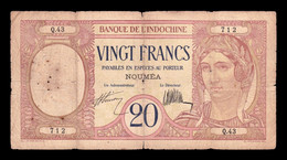 Nueva Caledonia New Caledonie 20 Francs ND (1929) Pick 37a Bc F - Nouméa (Nieuw-Caledonië 1873-1985)